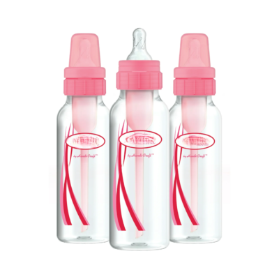 Natural Flow Anti-Colic Baby Bottles - Pink - 8oz - 3-Pack