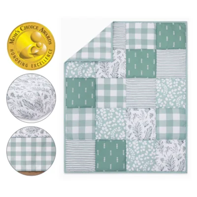 Nursery Crib Bedding Set for Baby Girls and Boys, Sage, 3 Pieces